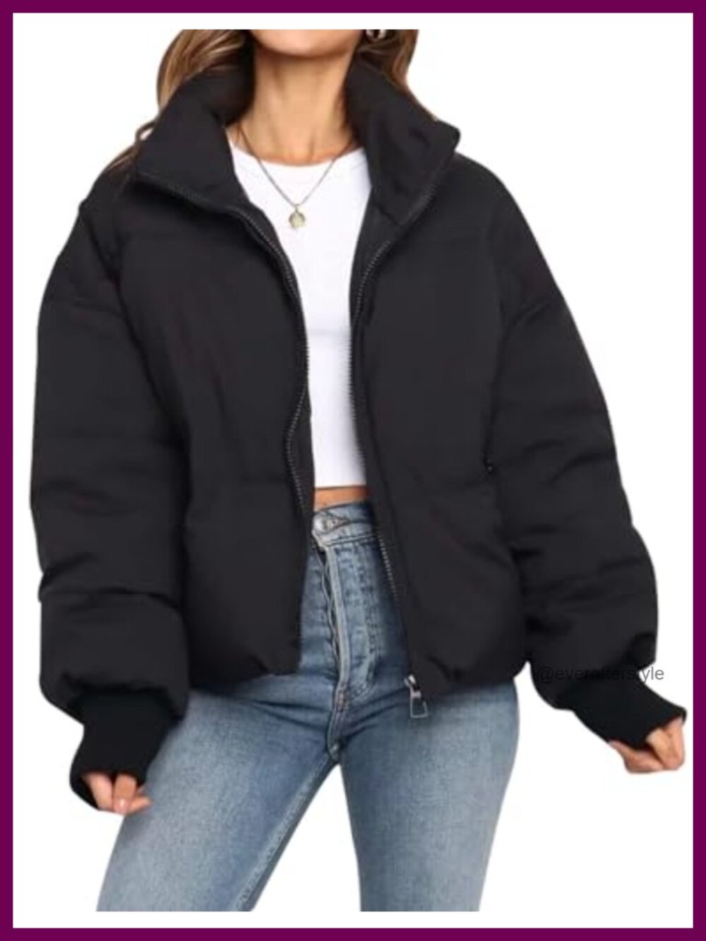 Women's Cropped Quilted Puffer Jacket Warm Winter Lightweight Zip Coat